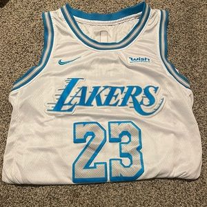 White and Blue Lakers jersey